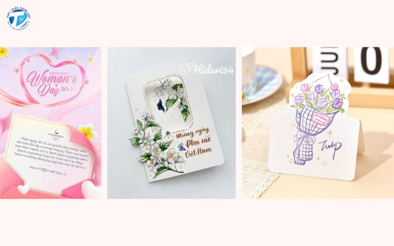 Các loại thiệp chúc mừng 20-10 phổ biến hiện nay